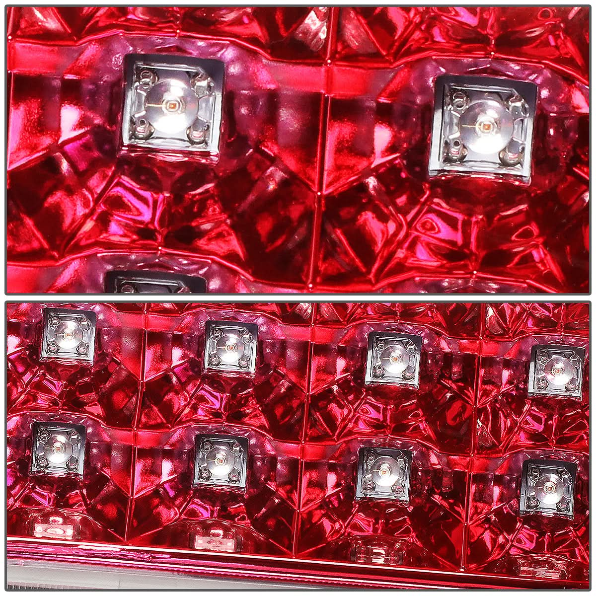 89-90 Chevy C/K Series LED Tail Lights - Chrome/Red