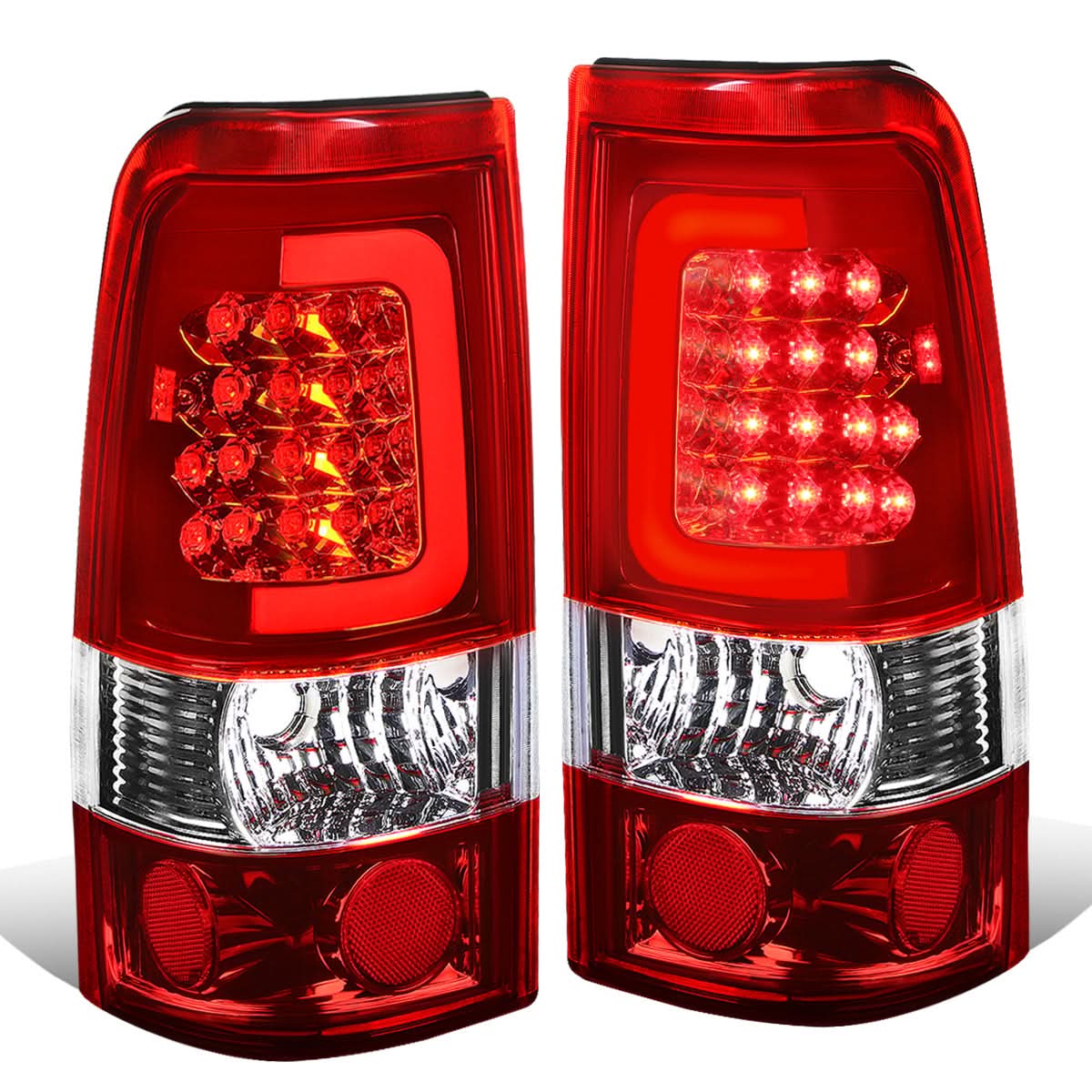 99-03 Chevrolet Silverado Sierra C-Bar 3D U-Halo LED Tail Lights Chrome
