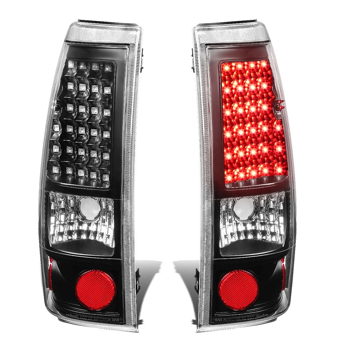 99-03 Chevrolet Silverado GMC Sierra LED Tail Lights Black Clear