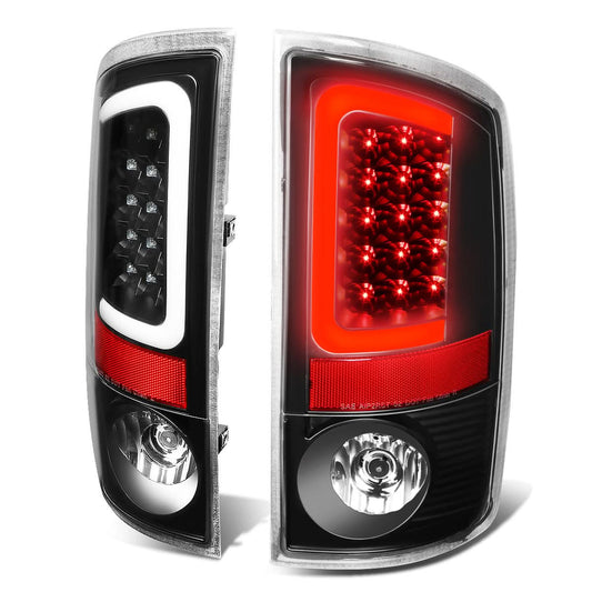 02-06 Dodge Ram C-Bar U-Halo LED Tail Lights Black/Clear