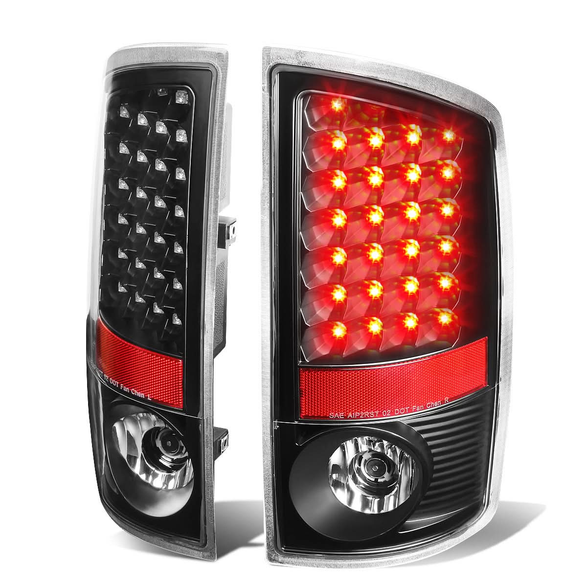 02-06 Dodge Ram 1500/2500/3500 LED Tail Lights - Black/Clear