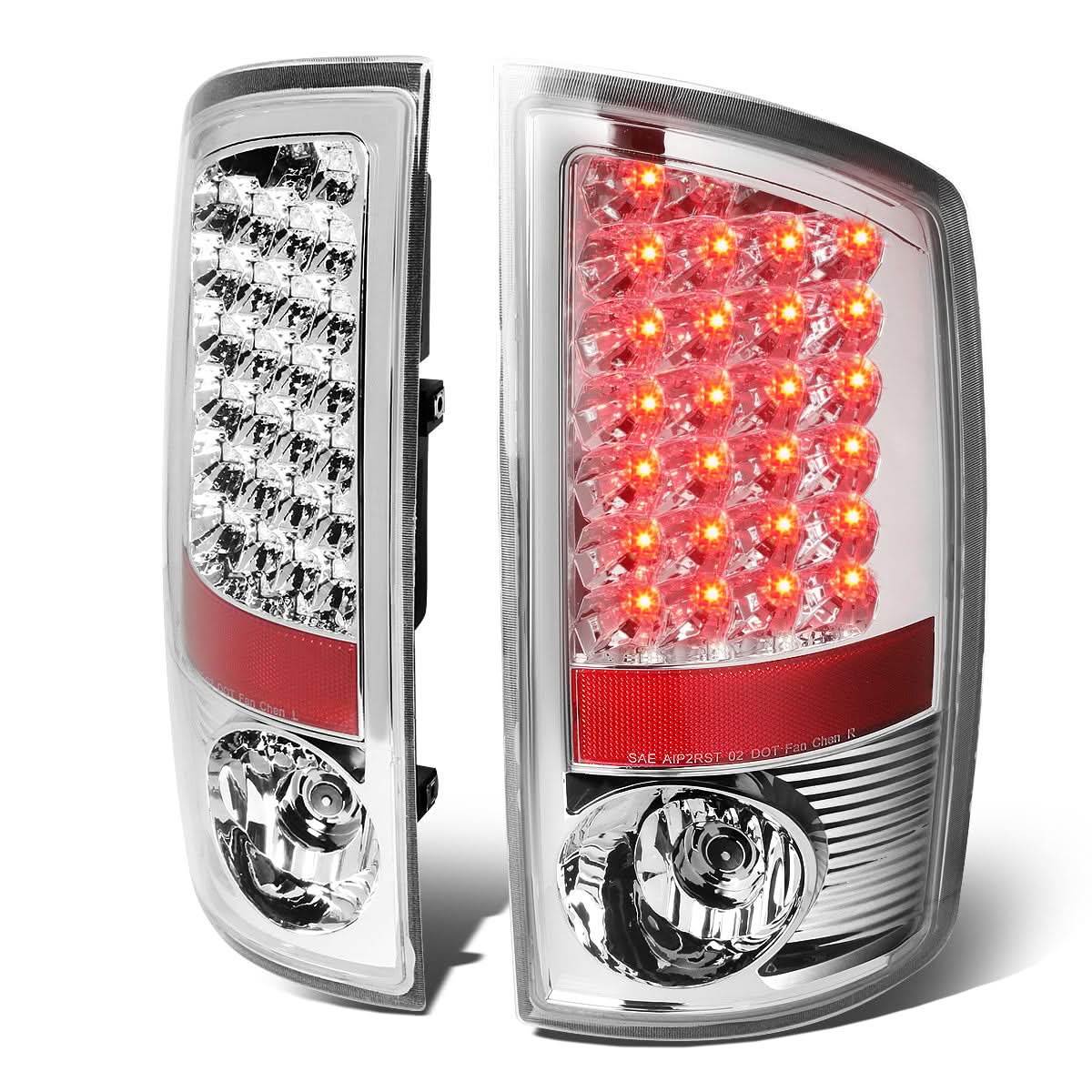 02-06 Dodge Ram 1500 2500 3500 LED Tail Lights - Chrome/Clear