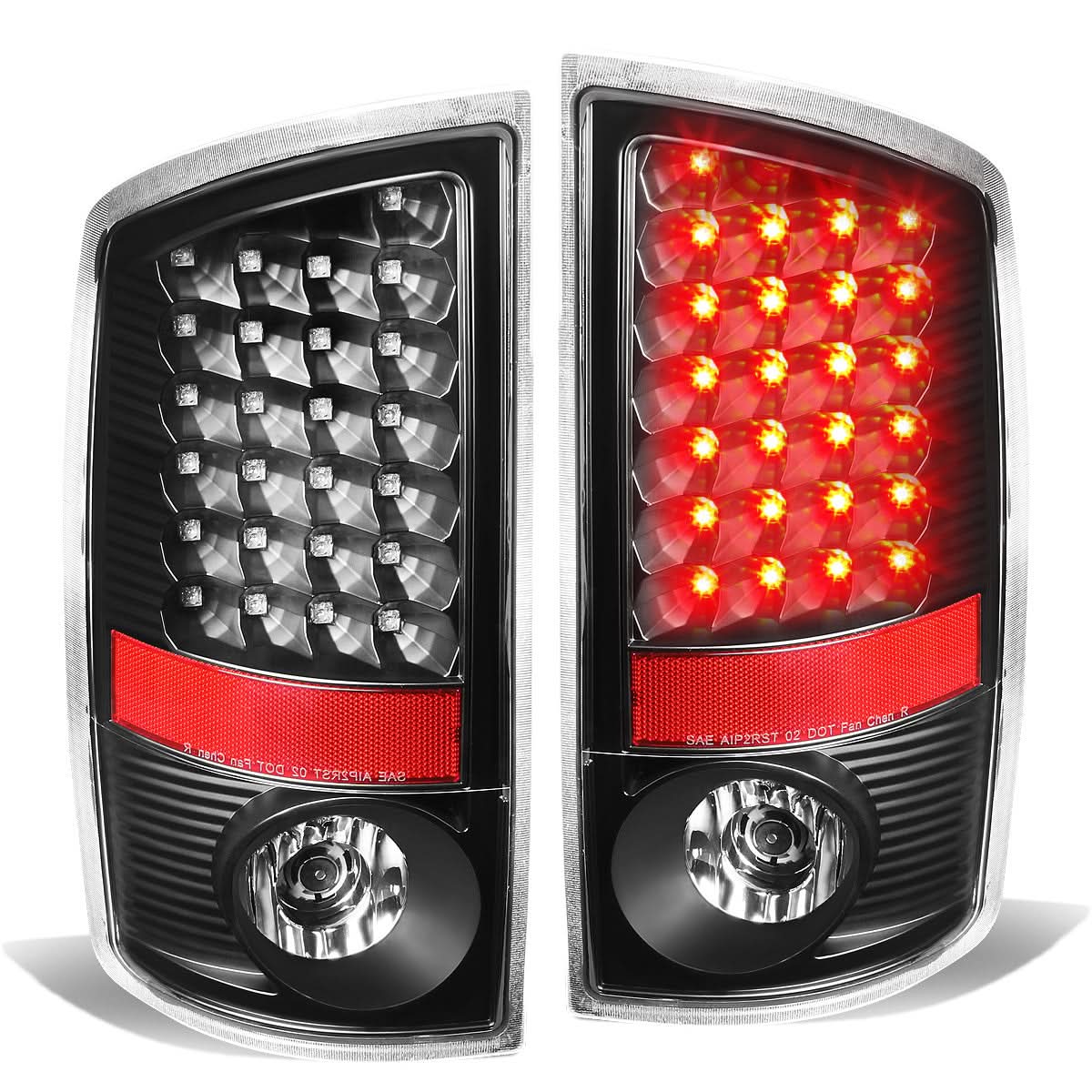 2007-2009 Dodge Ram LED Tail Lights - Black/Clear