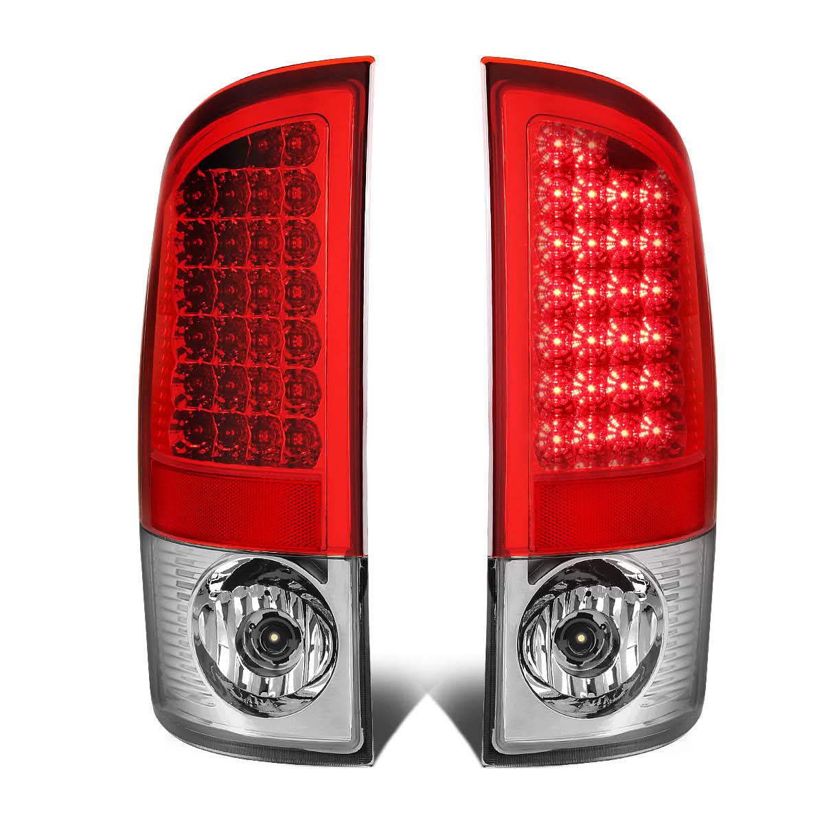 07-09 Dodge Ram 1500 2500 3500 LED Tail Lights Chrome Red