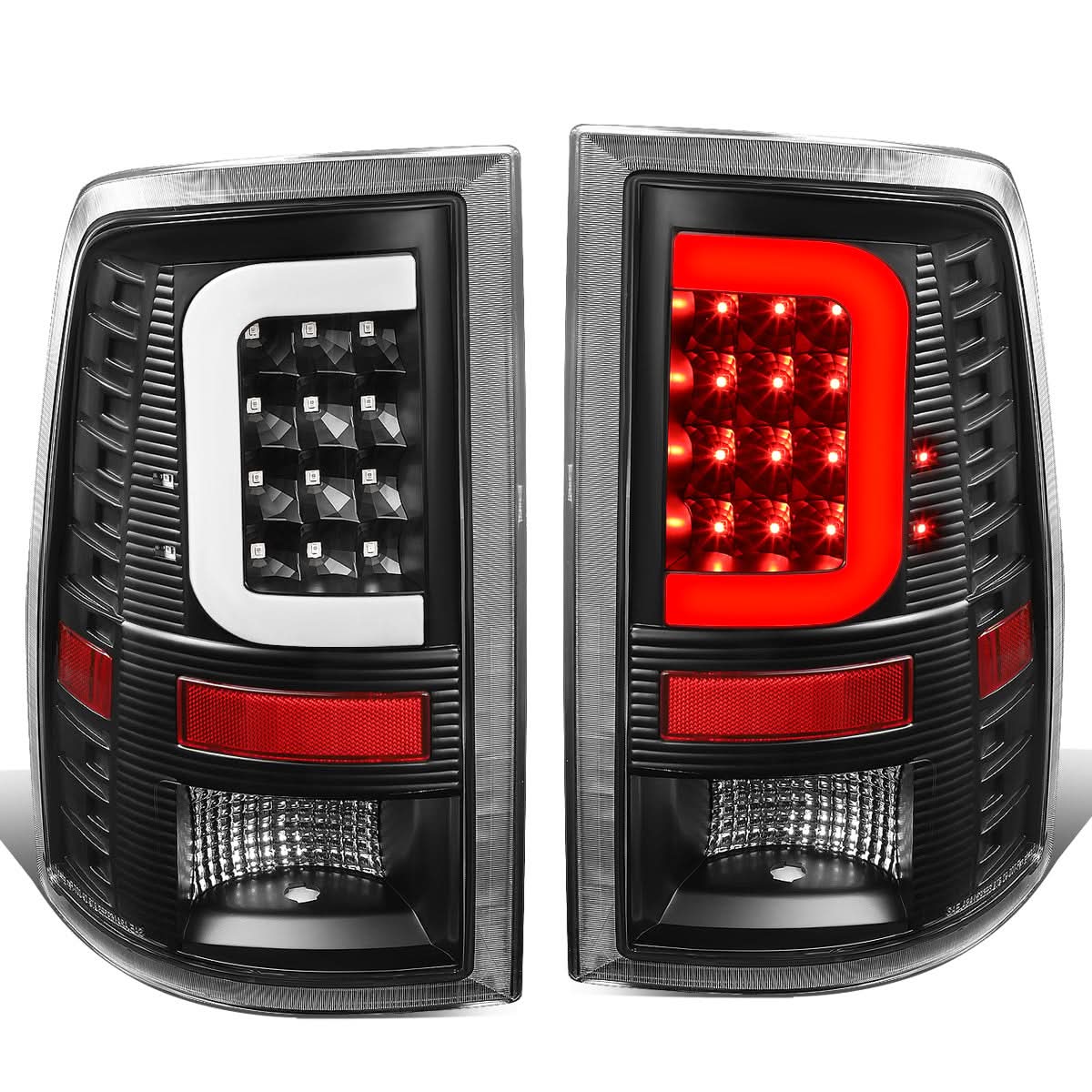 09-17 Dodge Ram 1500/2500/3500 C-Bar Style 3D LED Tail Lights Black/Clear