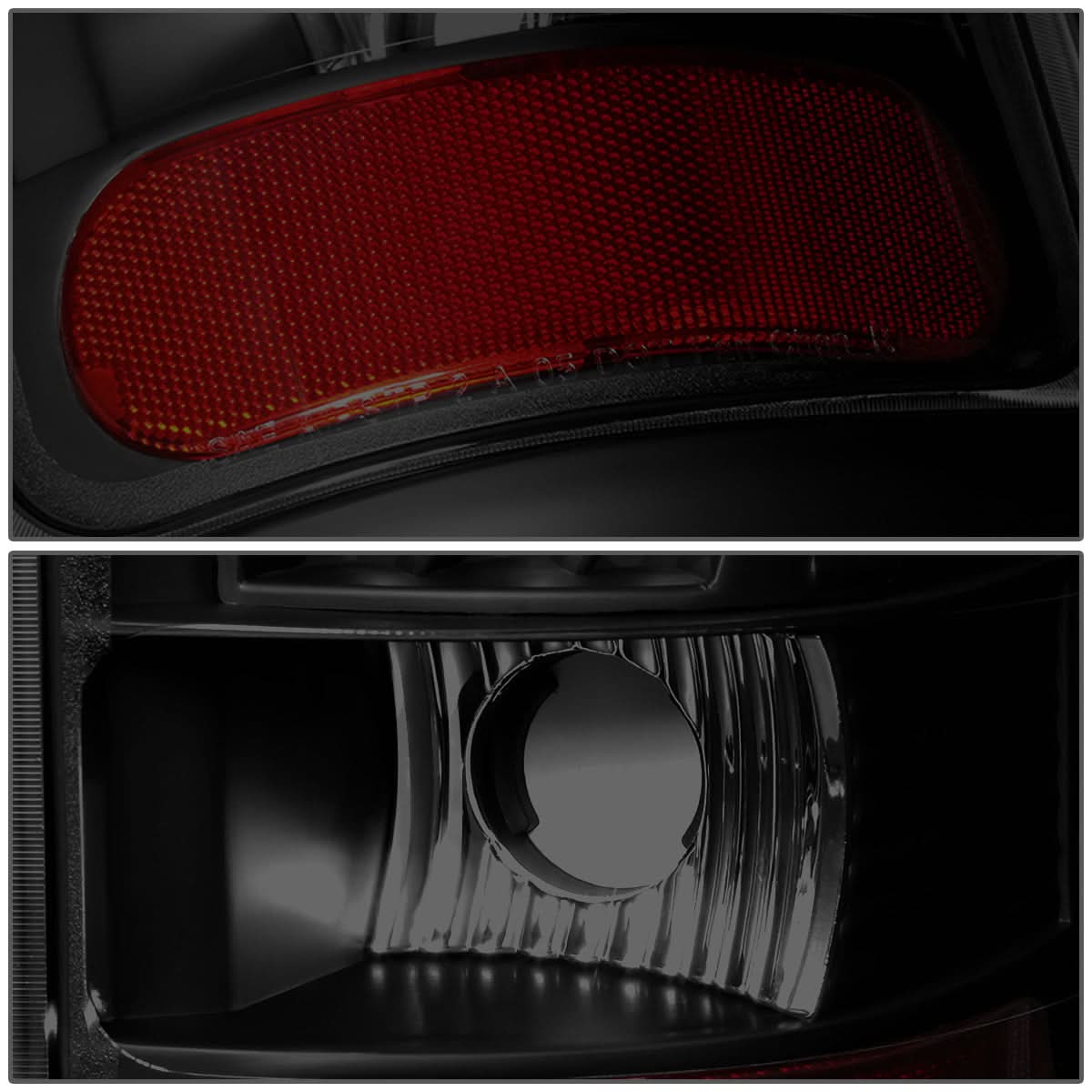 94-02 Dodge Ram C-Bar 3D U-Halo LED Tail Lights Black Smoke