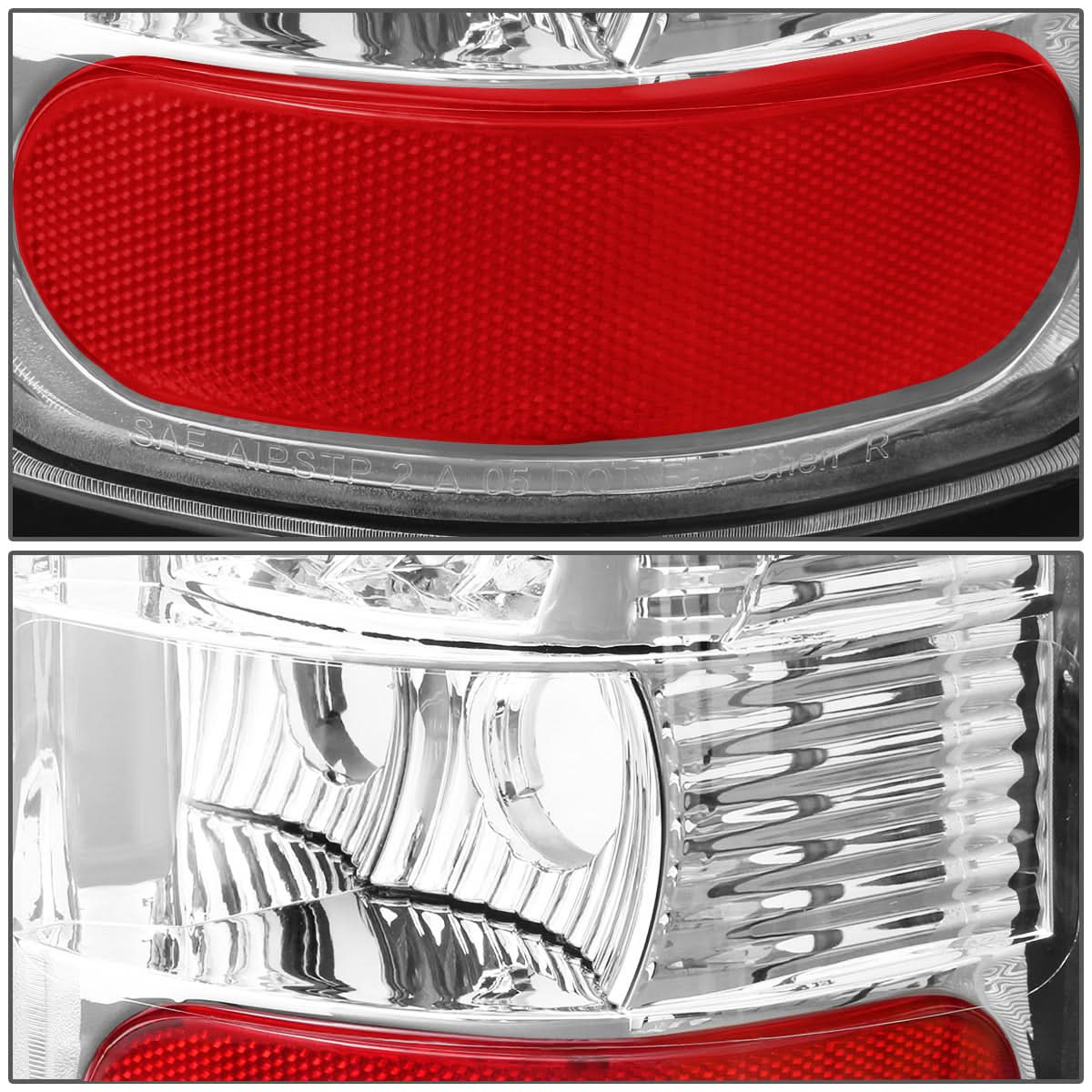 94-02 Dodge Ram C-Bar 3D U-Halo LED Tail Lights Chrome Clear
