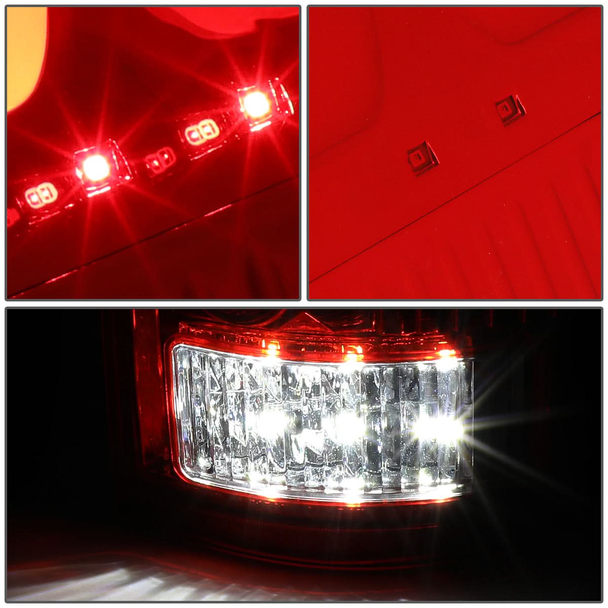 04-08 Ford F-150 3D Style Dual C-Bar LED Tail Lights - Chrome/Red