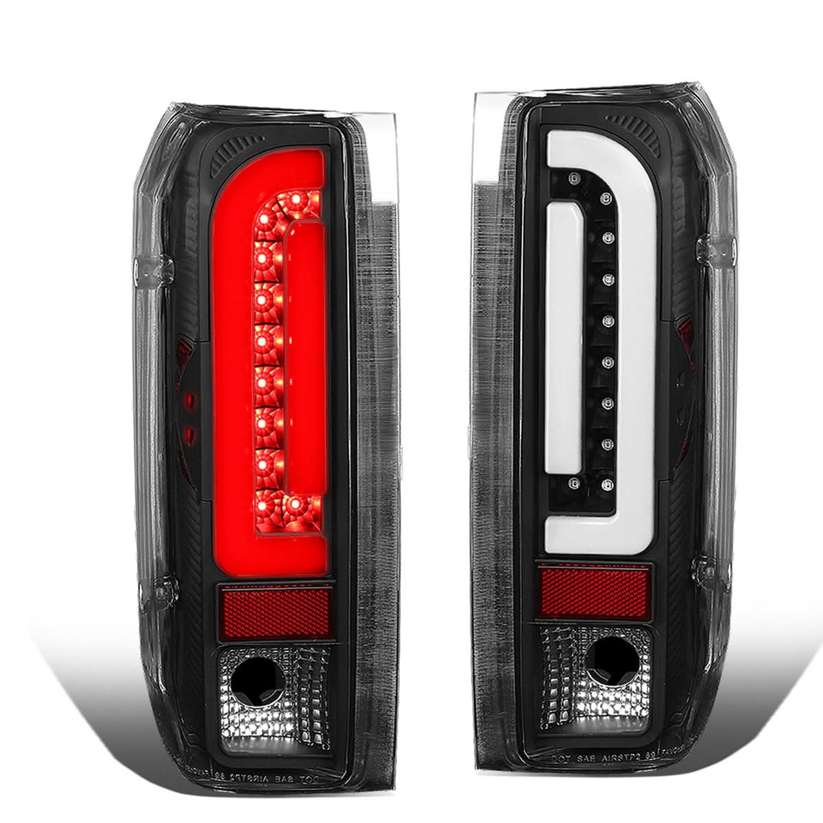 90-97 Ford F-150/F-250/F-350/Bronco 3D LED Tail Lights Black/Clear