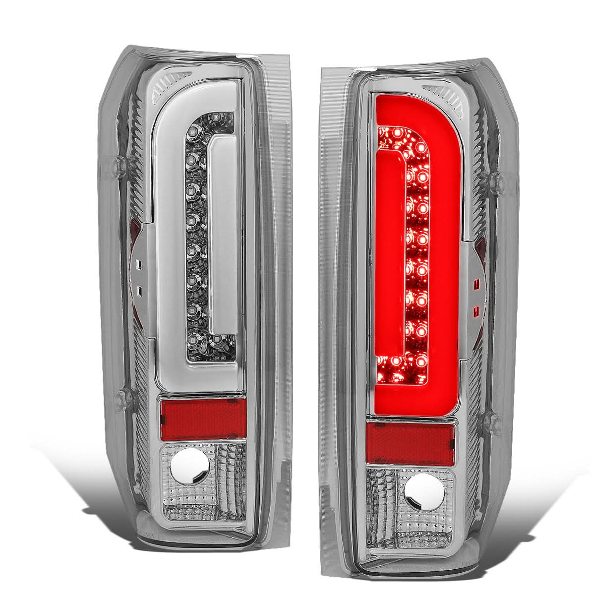 90-97 Ford F-150/F-250/F-350/Bronco 3D LED Tail Lights Chrome/Clear