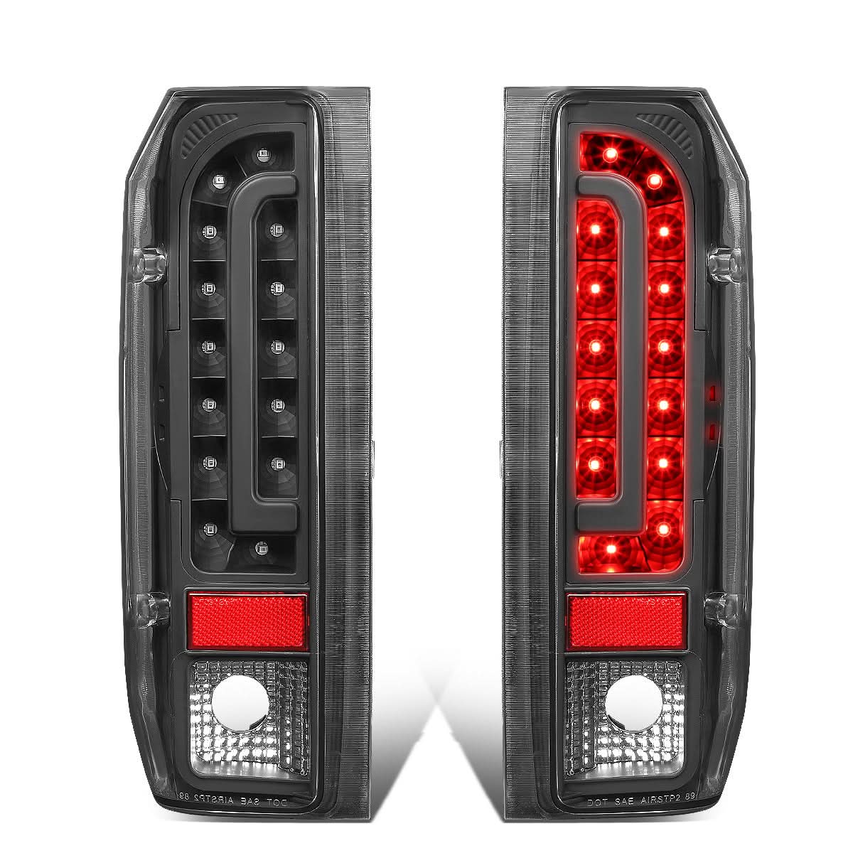 90-97 Ford F-150/F-250/F-350/Bronco LED Tail Lights Black/Clear