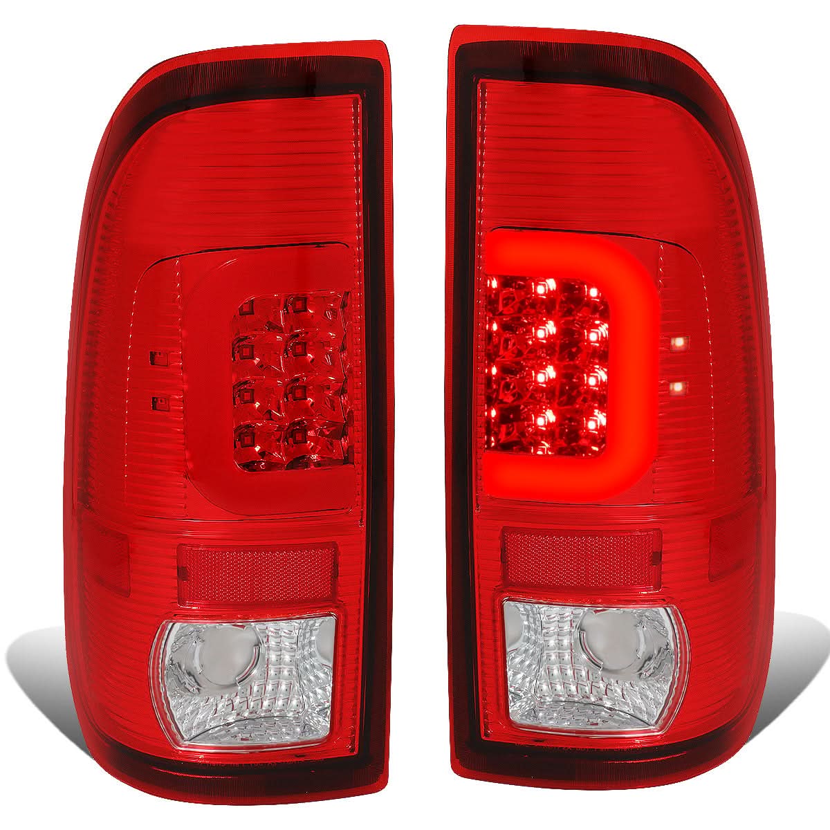 97-07 Ford F-150 F-250 F-350 F-450 F-550 C-Bar 3D LED Tail Lights Chrome