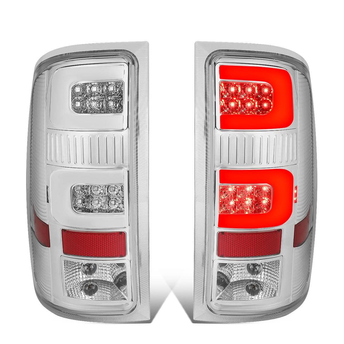 07-14 GMC Sierra 1500/2500HD/3500HD 3D LED Tail Lights Chrome/Clear