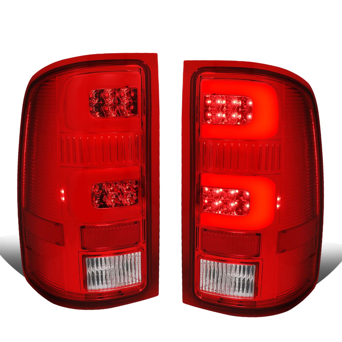 07-14 GMC Sierra 3D LED Tail Lights Chrome Red