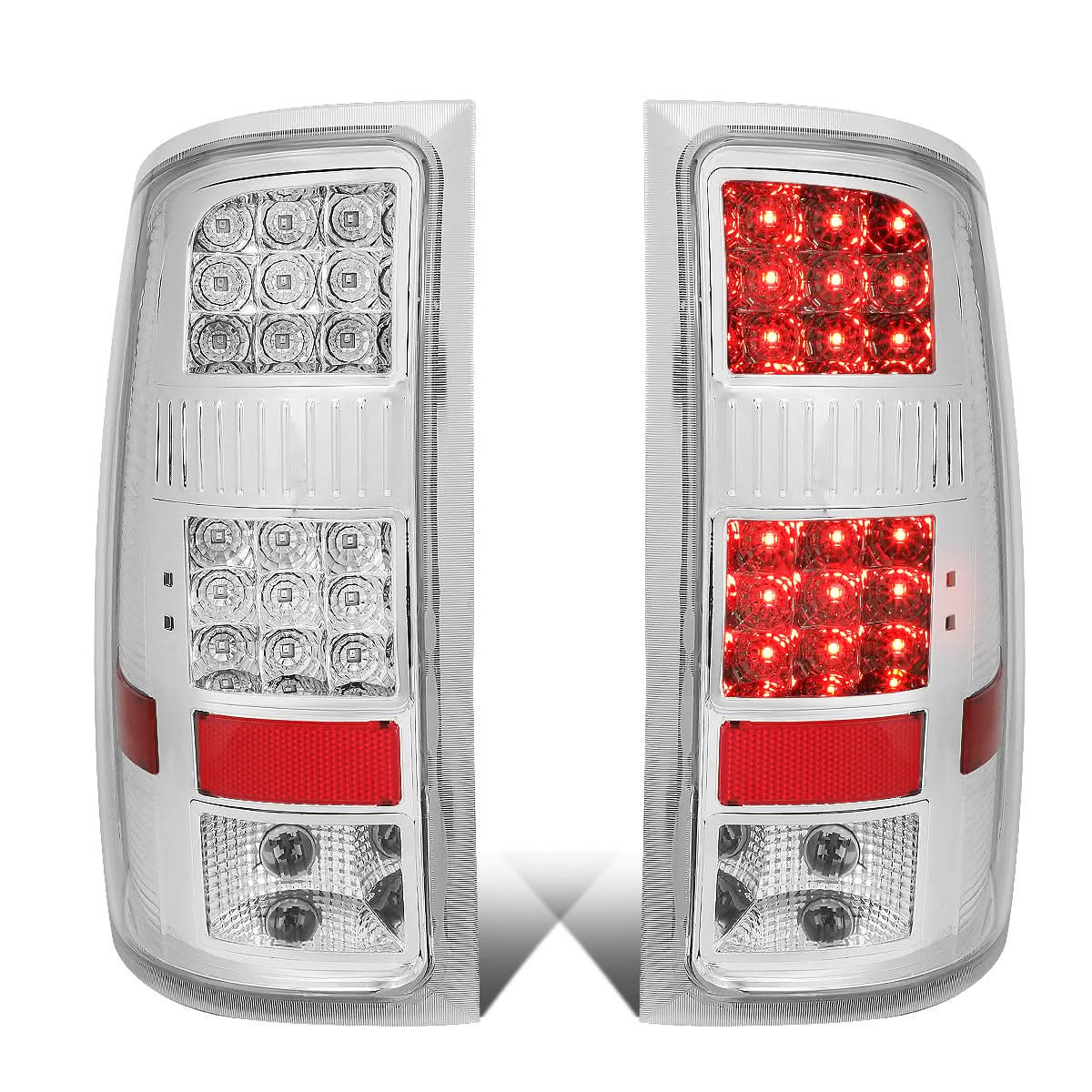2007-2014 GMC Sierra LED Tail Lights - Chrome/Clear