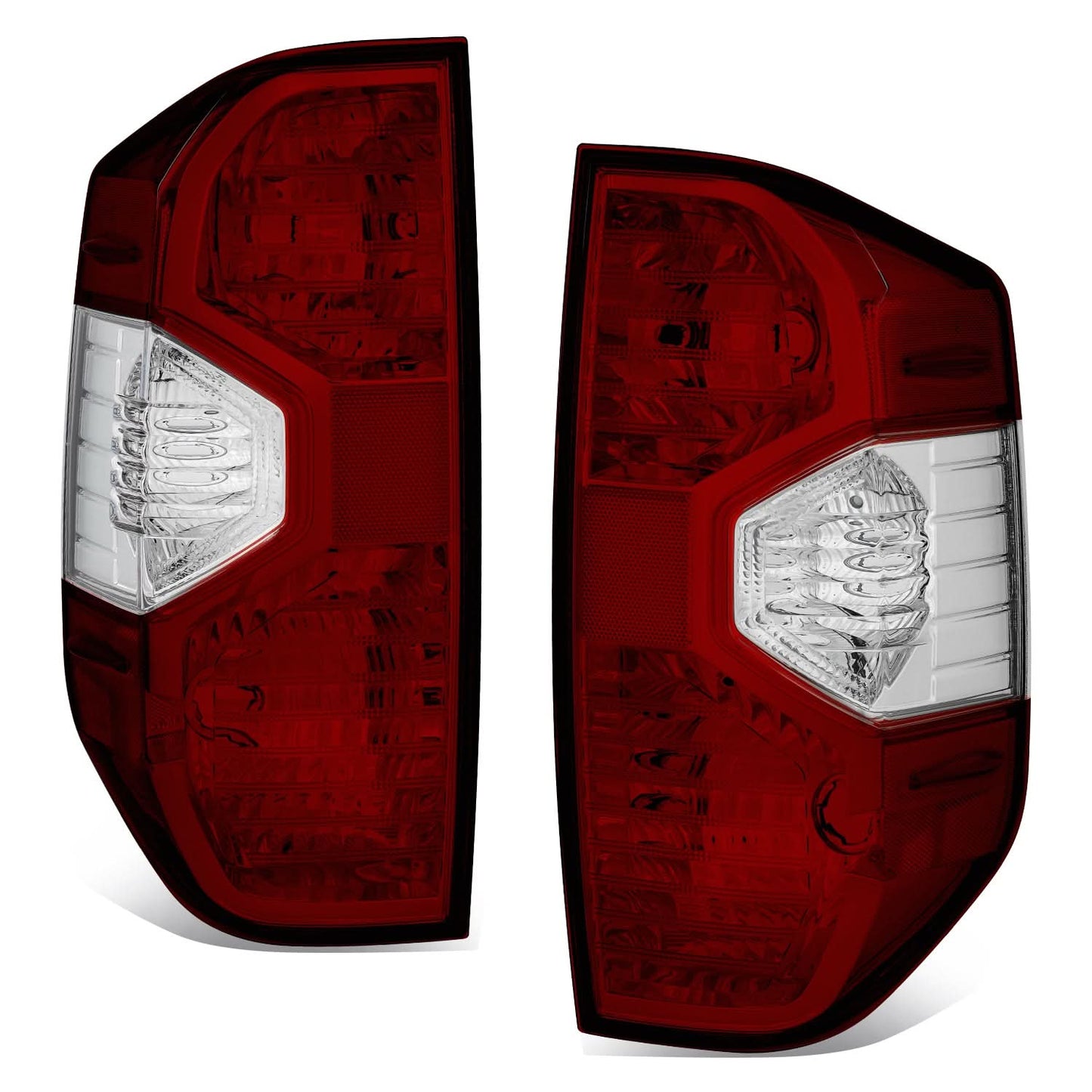 14-21 Toyota Tundra Dark Red Clear Lens Tail Light Set