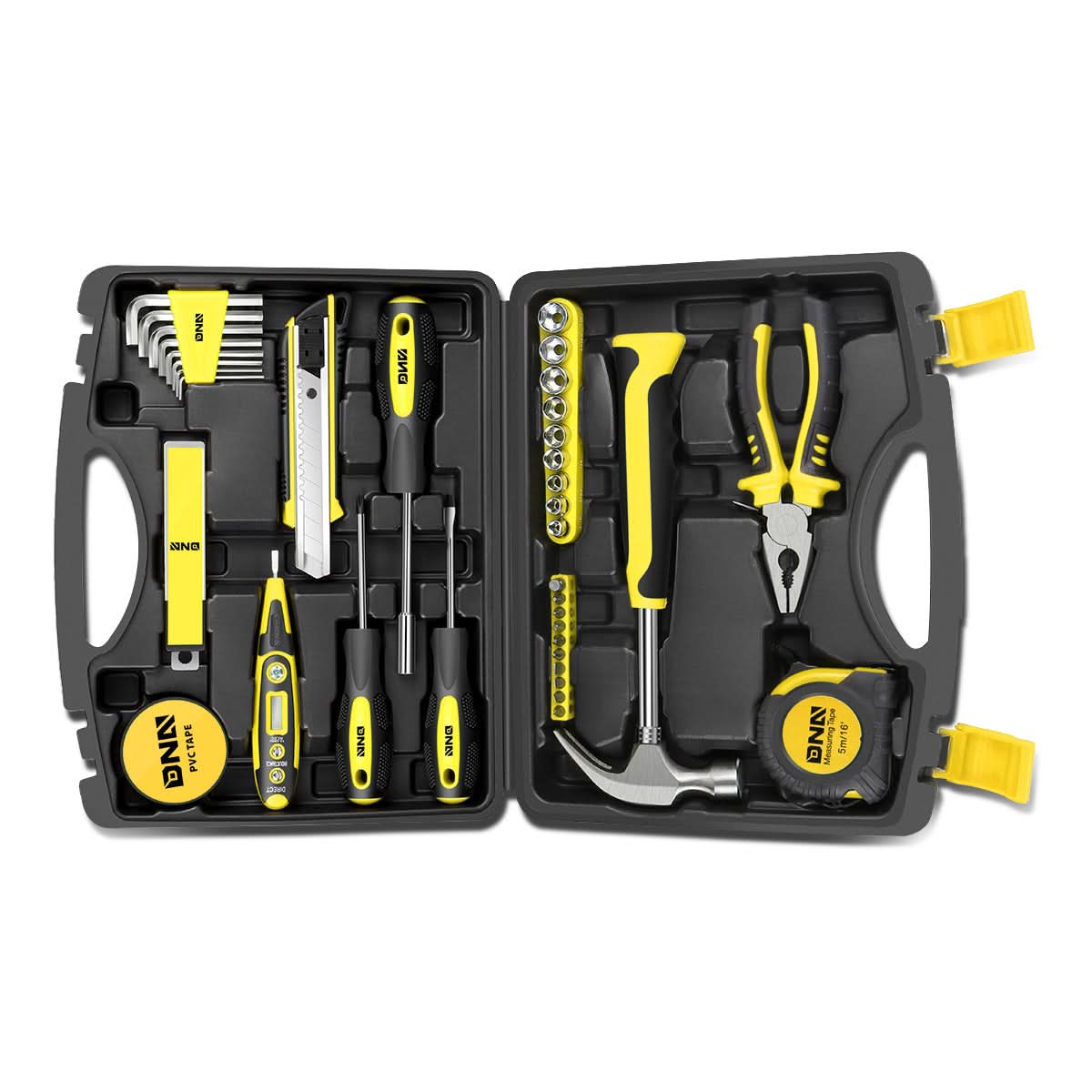 46-Piece Tool Set with Storage Box - Black/Yellow