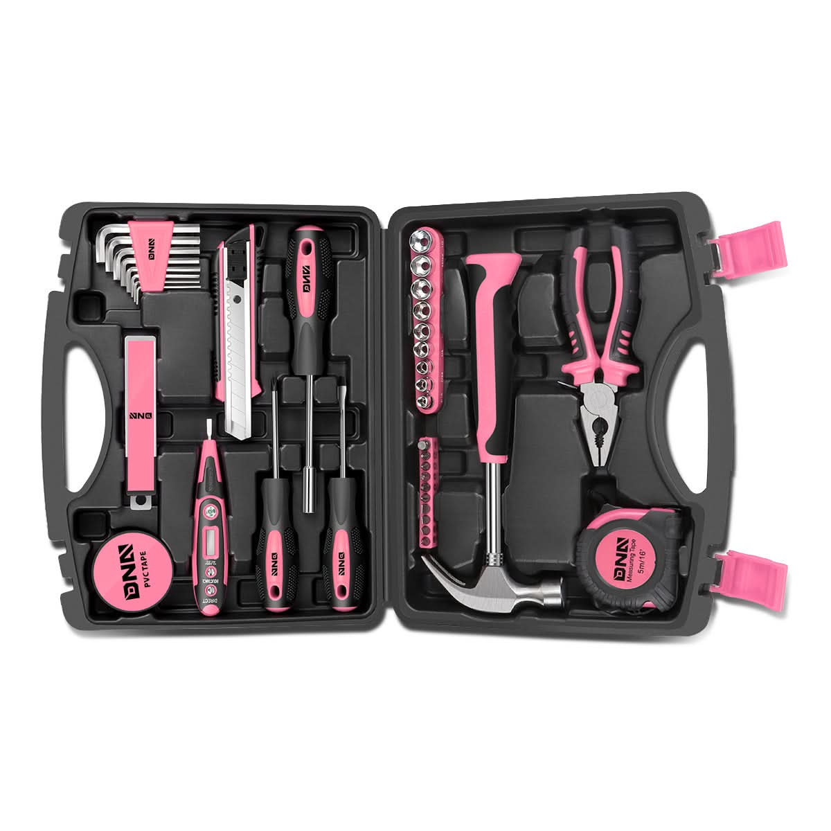 46-Piece Tool Set Box - Black/Pink