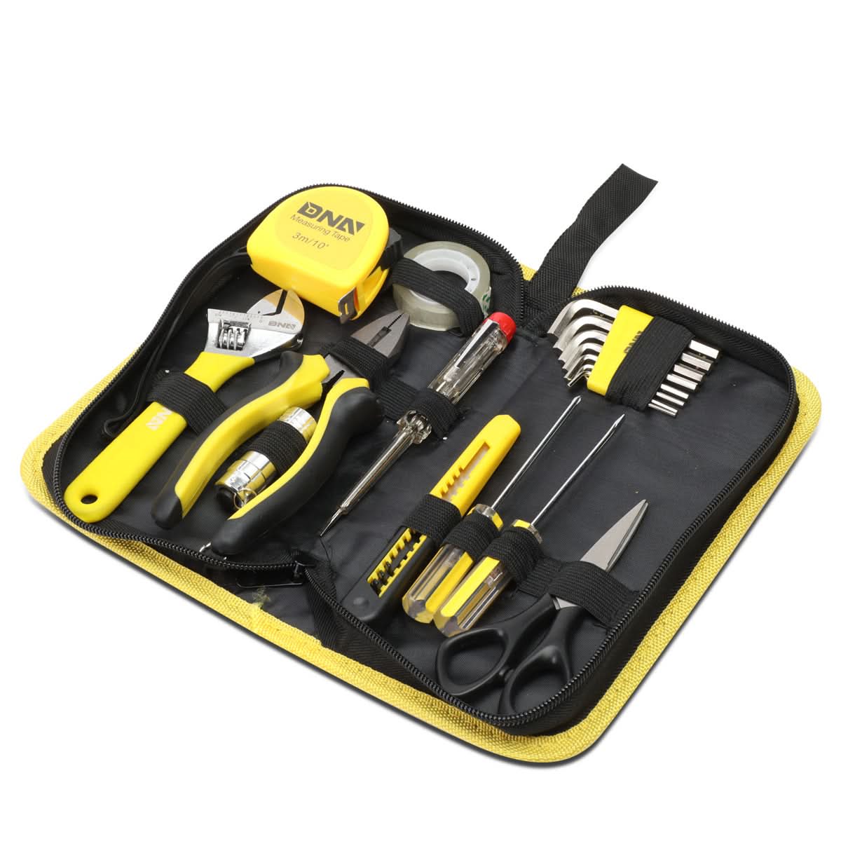 18-Piece Tool Set with Storage Box - Black/Yellow