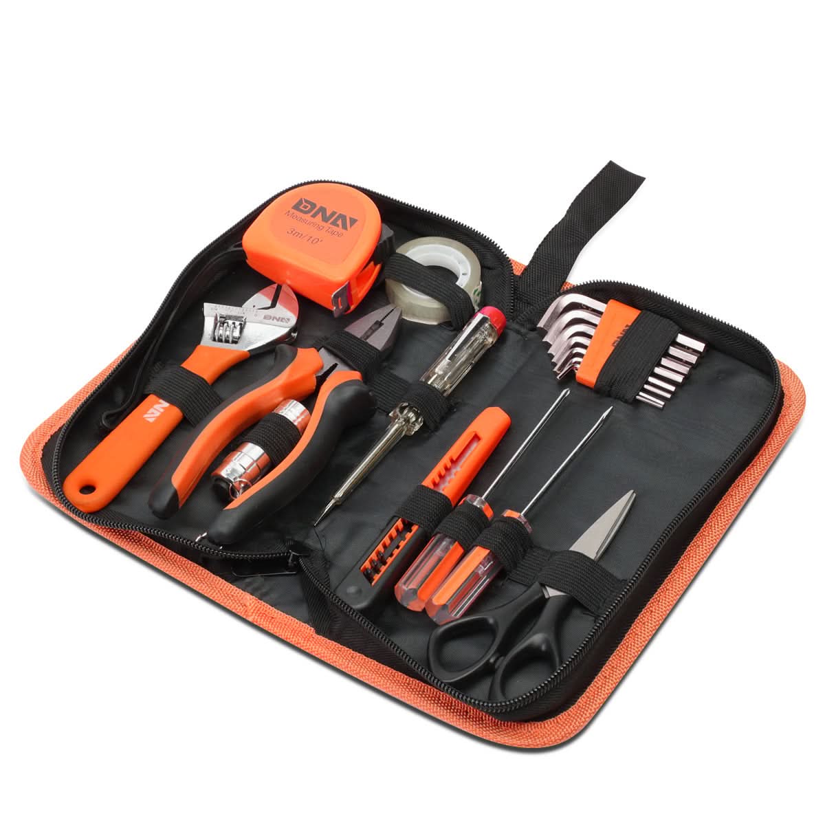18-Piece Tool Set with Storage Box - Black Orange