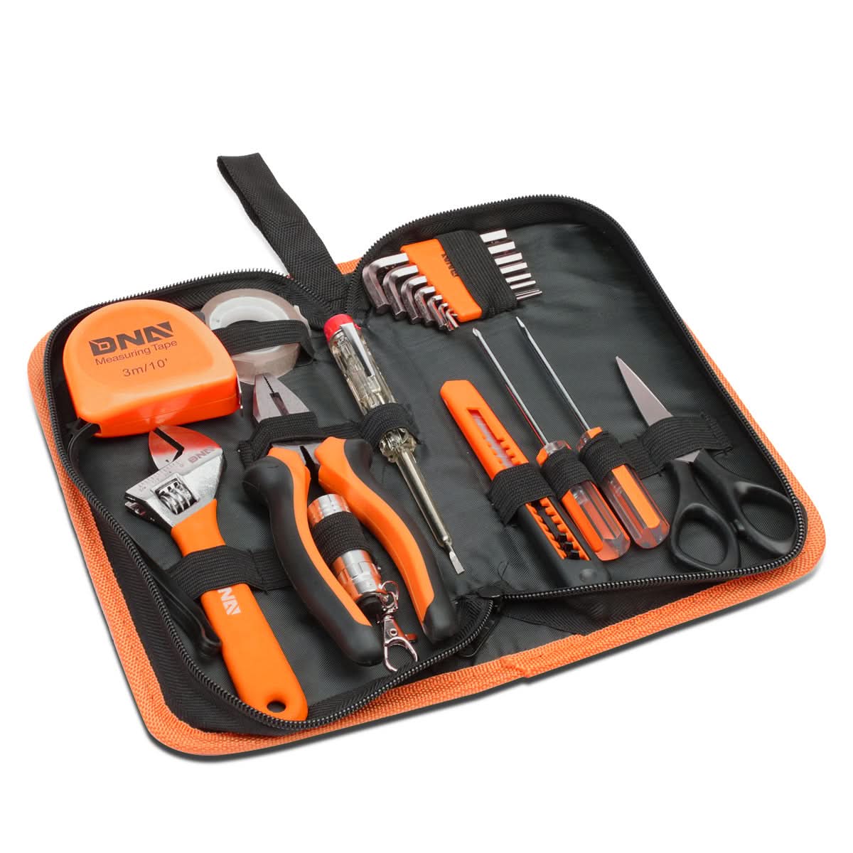 18-Piece Tool Set with Storage Box - Black Orange