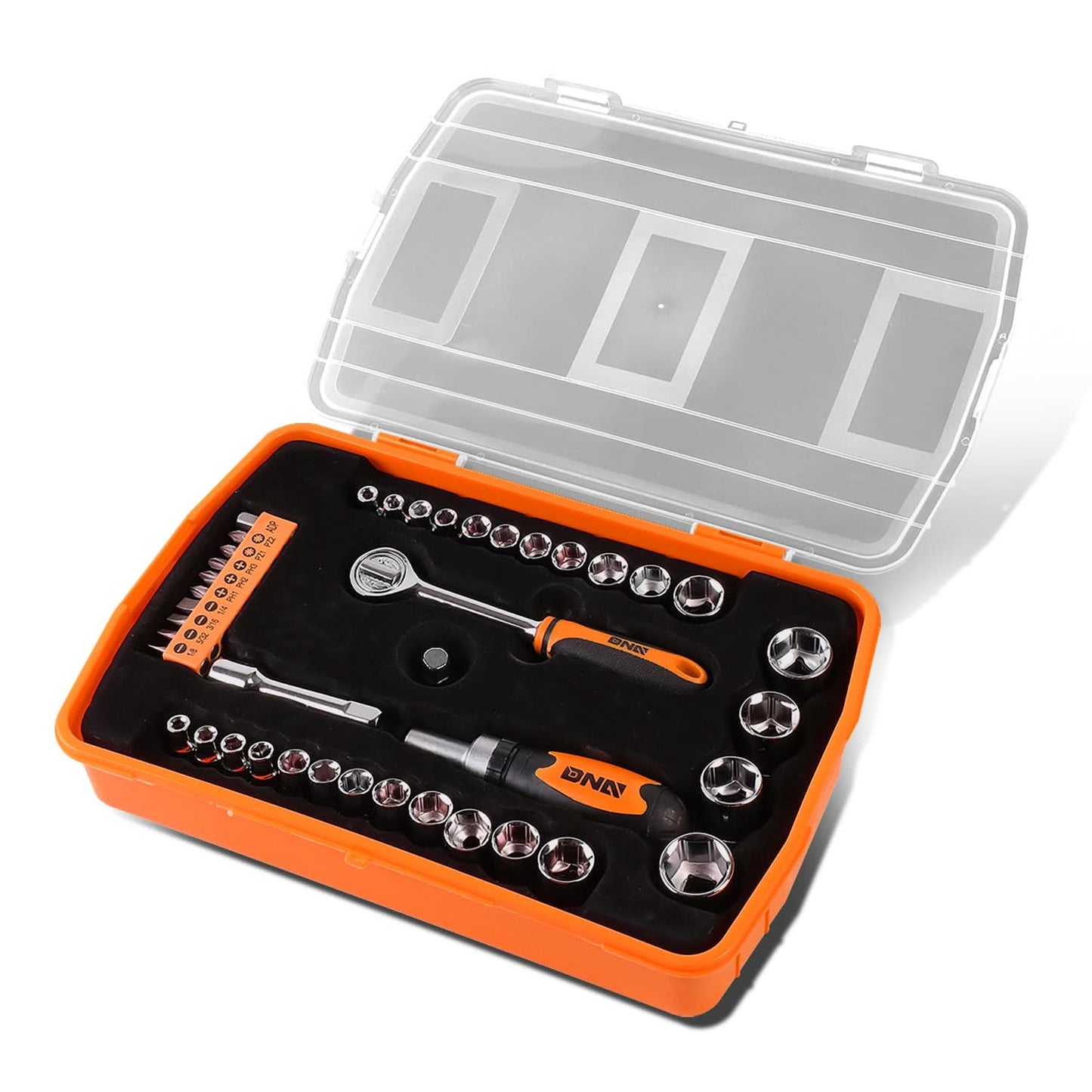 41-Piece Screwdriver Bit Tool Set Kit - Black/Orange