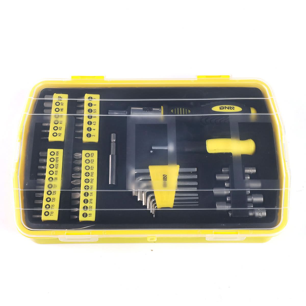 51-Piece Magnetic Screwdriver Bit Tool Set - Black/Yellow