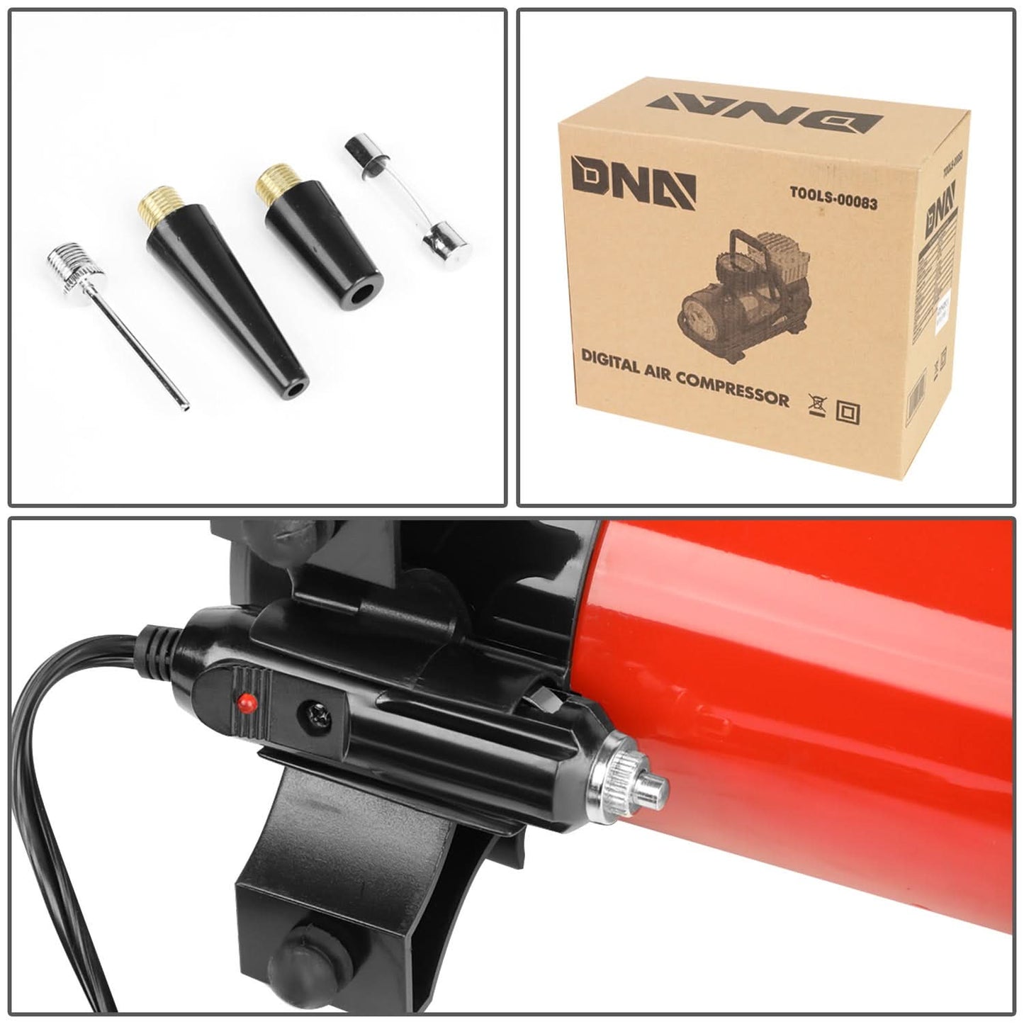 DNA Logo Portable Air Inflator with LED Display and Adapters