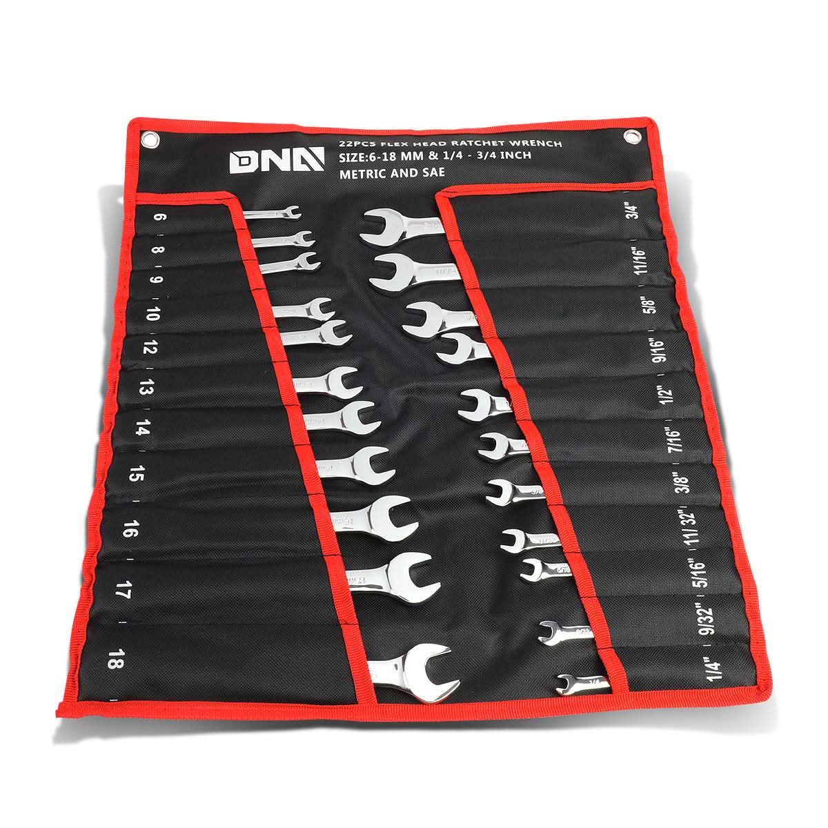DNA Logo Ratcheting Wrench Set 22 Piece with Foldable Pouch