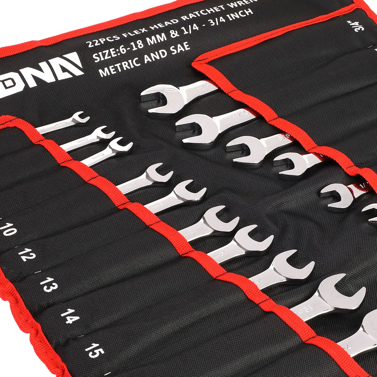 DNA Logo Ratcheting Wrench Set 22 Piece with Foldable Pouch