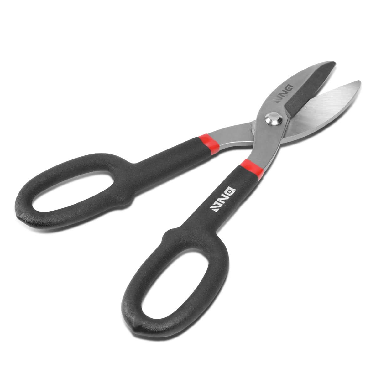 DNA Logo Tin Snips 10-1/2" Straight Pattern Metallic Black Red