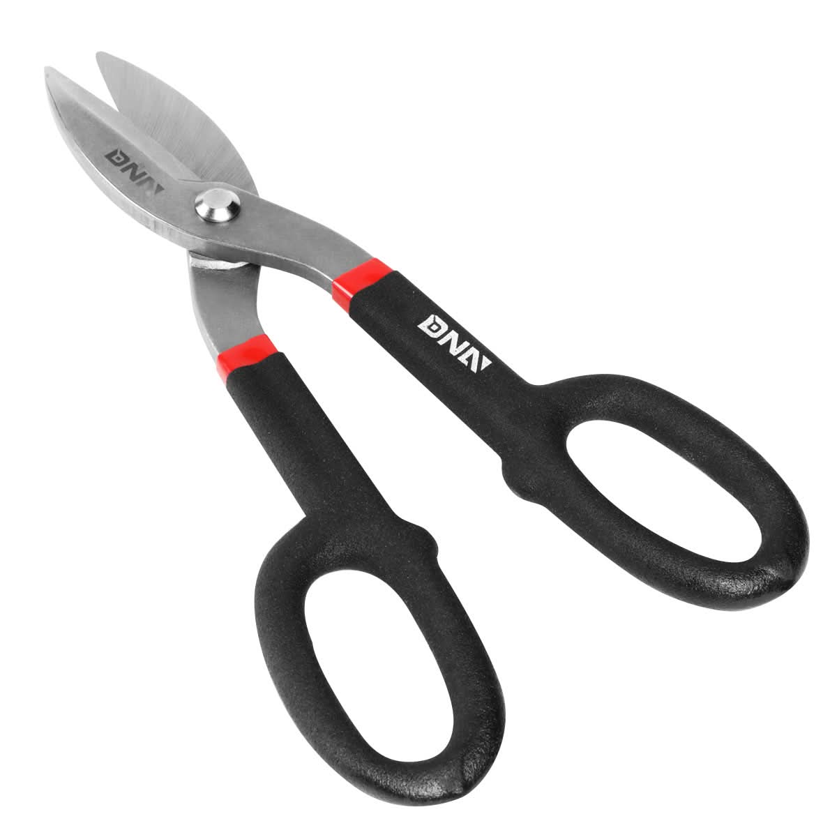 DNA Logo Tin Snips 10-1/2" Straight Pattern Metallic Black Red