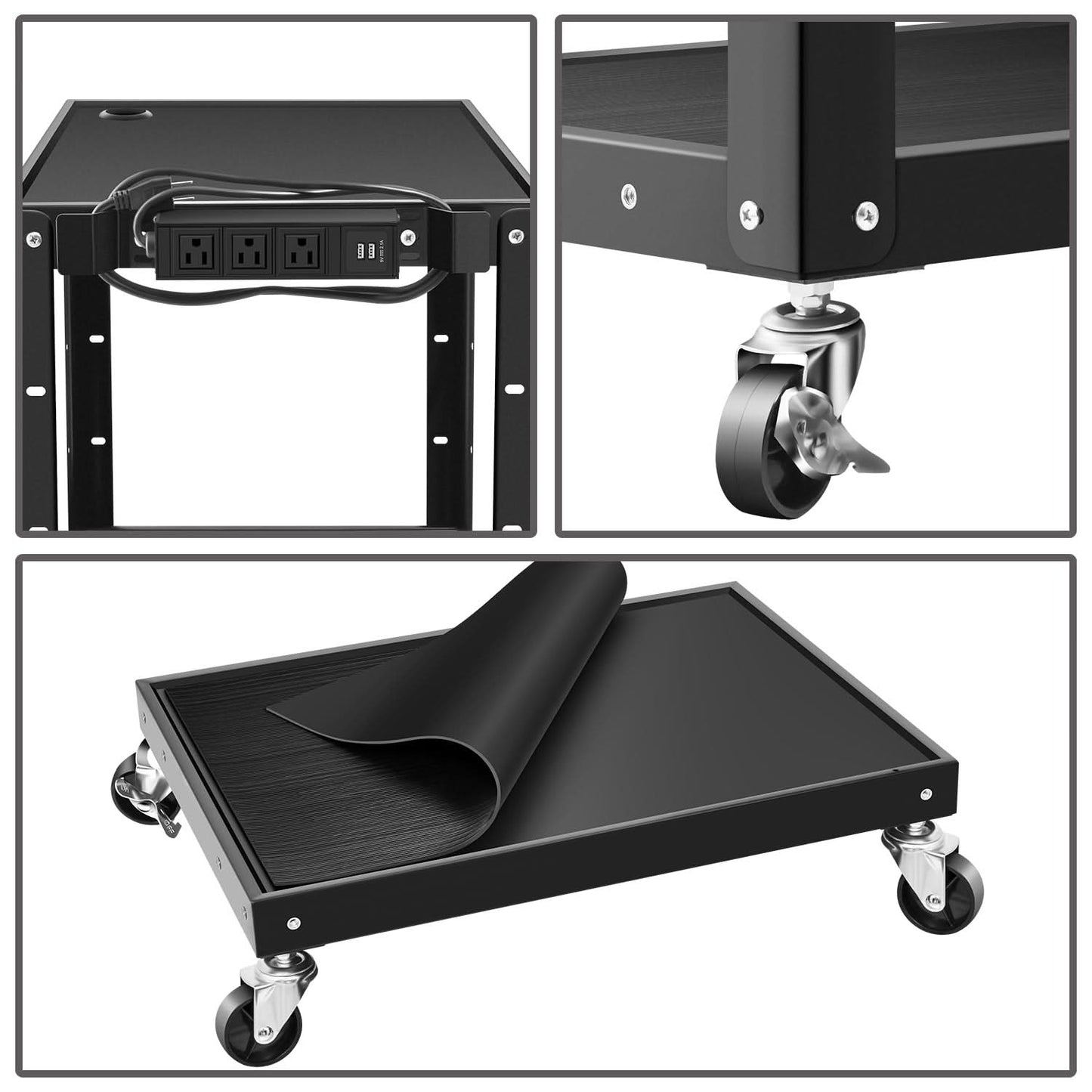 Steel AV Cart 25x18x42 Inch Mobile Audio Video Stand