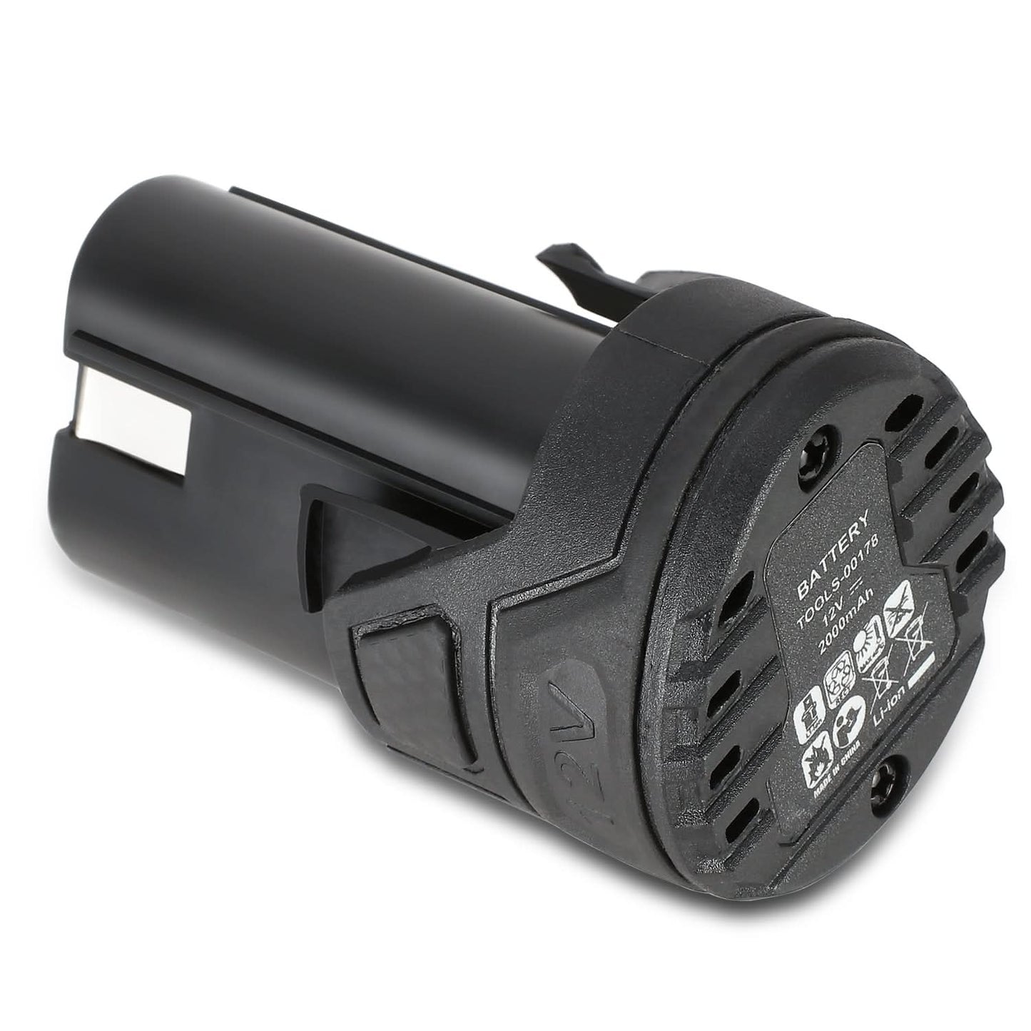 12V 2.0AH Lithium Ion Rechargeable Battery - Black