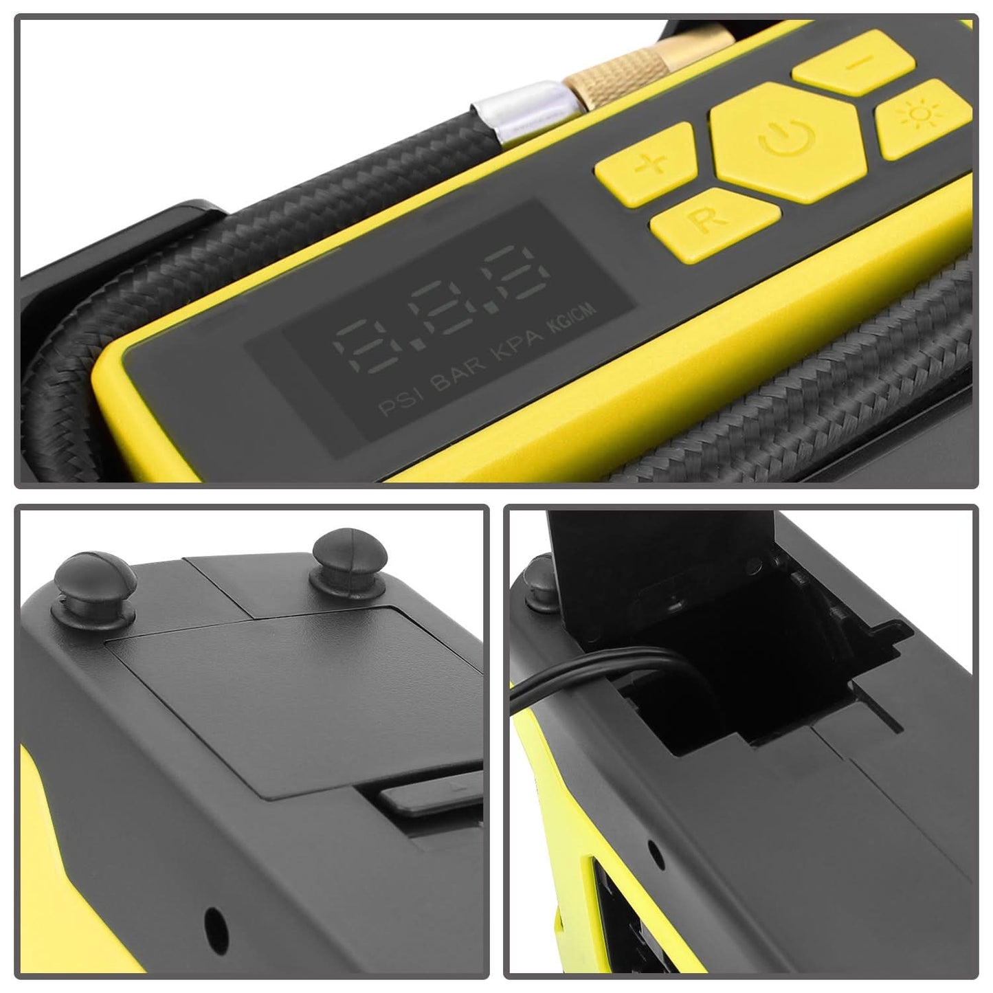 Portable Air Compressor & Inflator with Car Charger - Yellow
