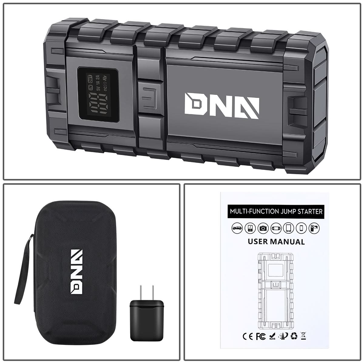 16000mAh Multi-Function Jump Starter - Black