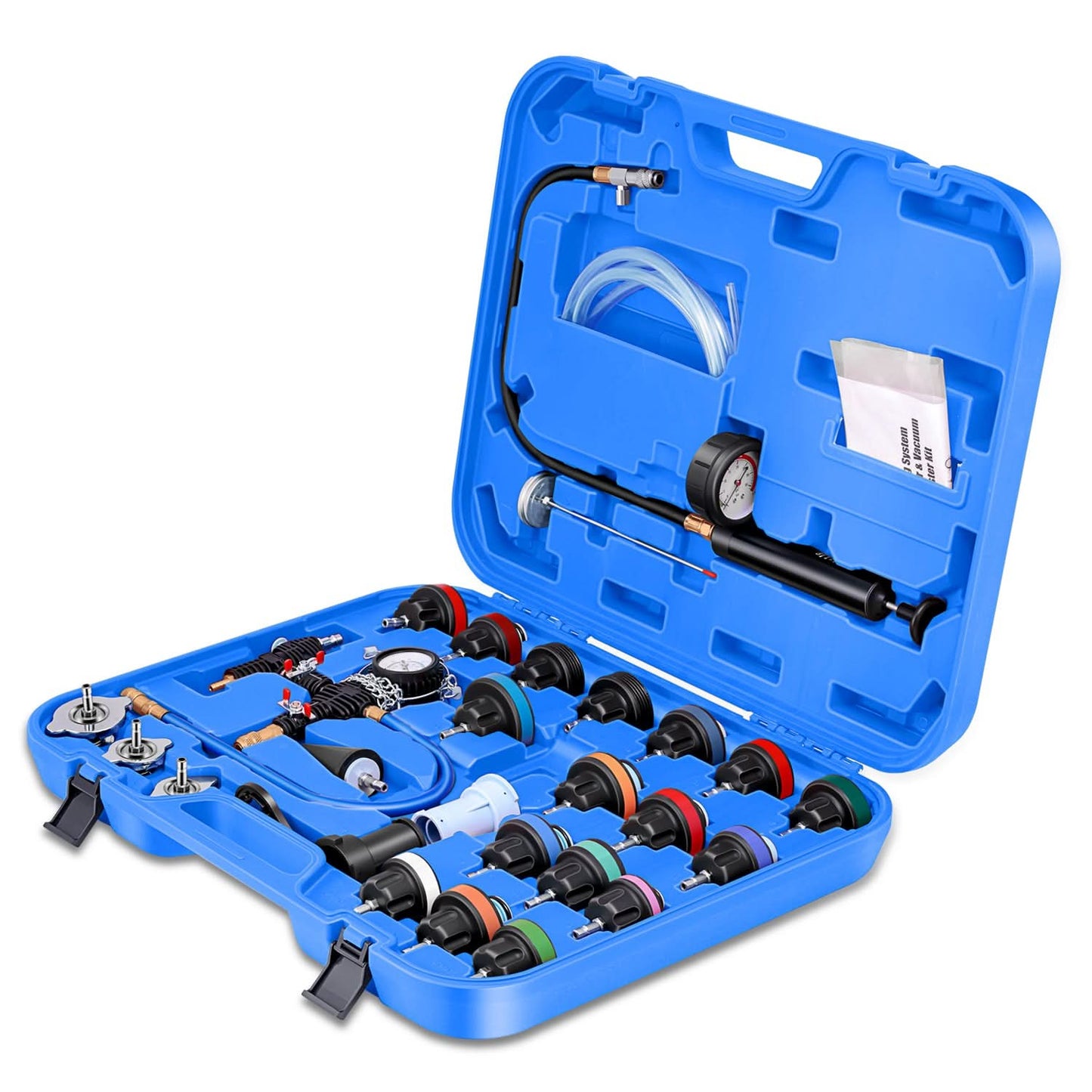 28-Piece Cooling System Pressure Tester & Vacuum Purge Master Kit - Polyurethane