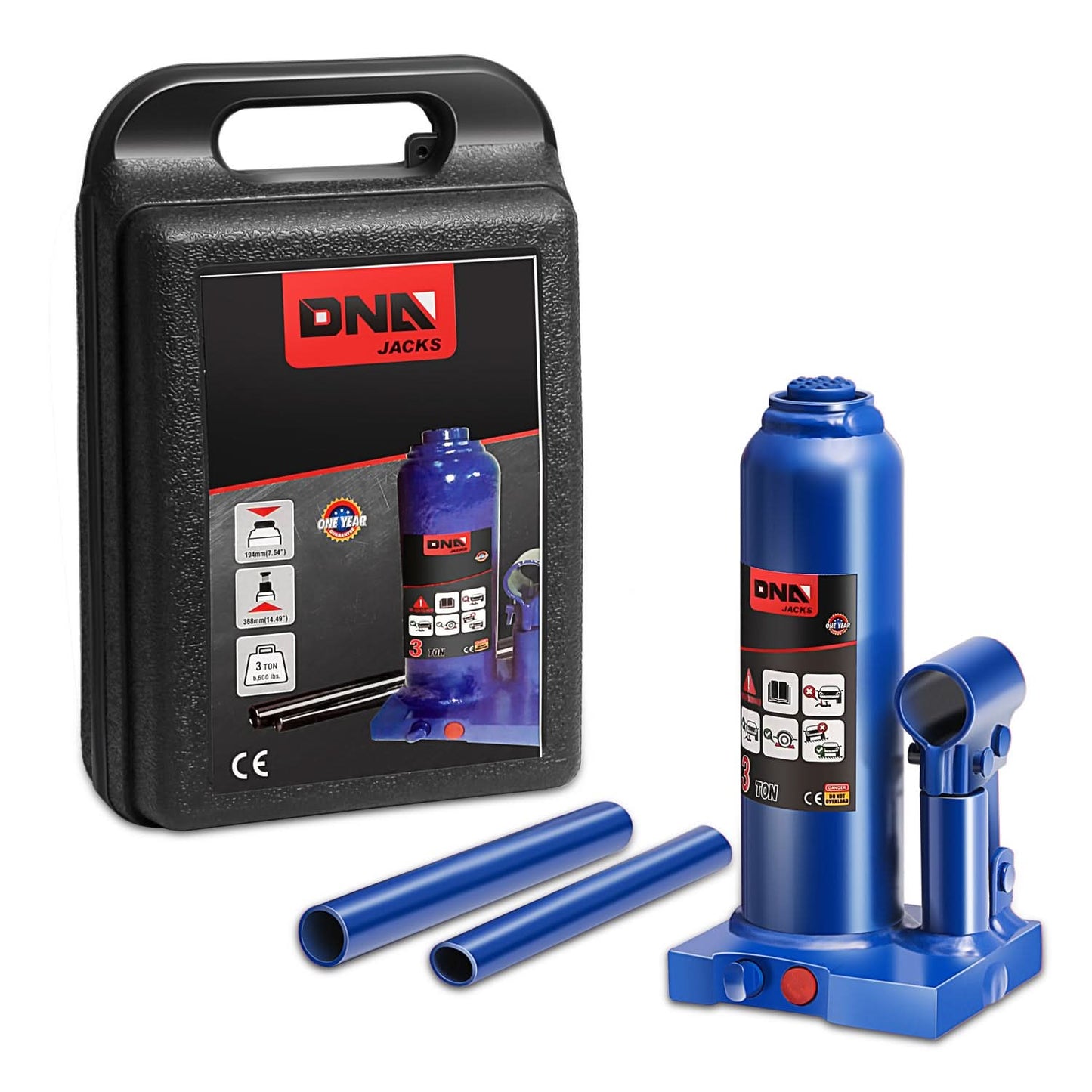 3 Ton Welded Bottle Jack - Blue