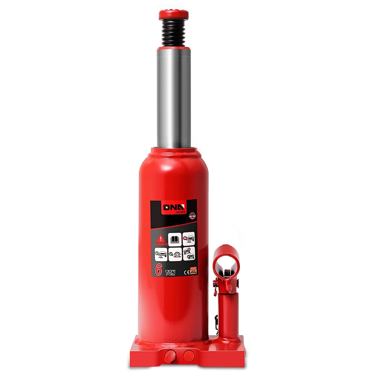 Automotive Welded Bottle Jack - 6 Ton Capacity Red