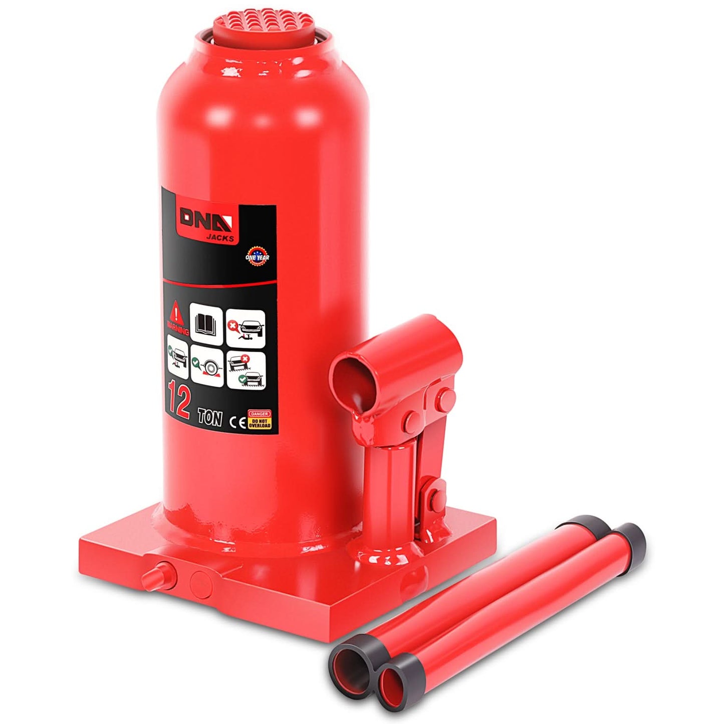 12 Ton Automotive Welded Bottle Jack - Red