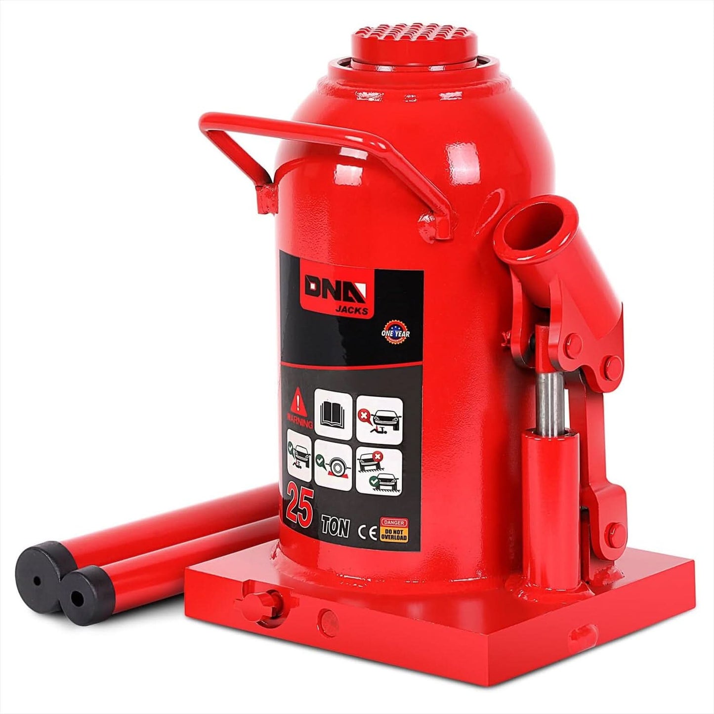 25 Ton Automotive Welded Bottle Jack - Red