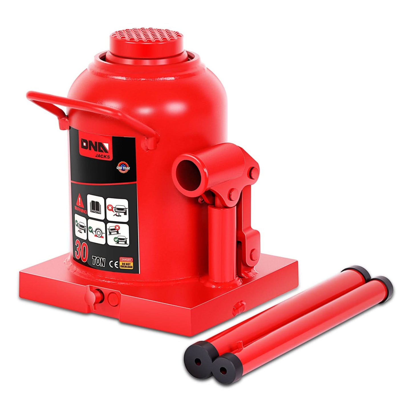 30 Ton Automotive Welded Bottle Jack - Red