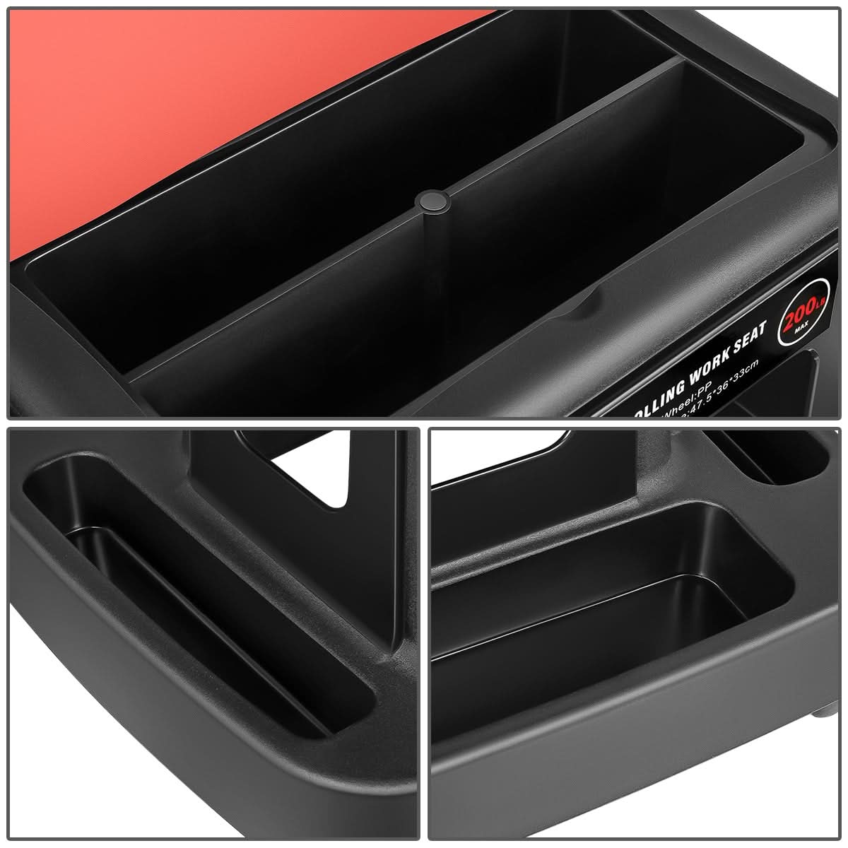Mobile Plastic Tool Seat - Red
