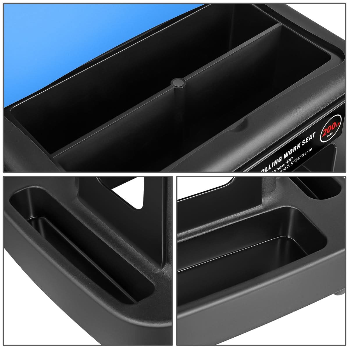 Mobile Plastic Tool Seat - Blue