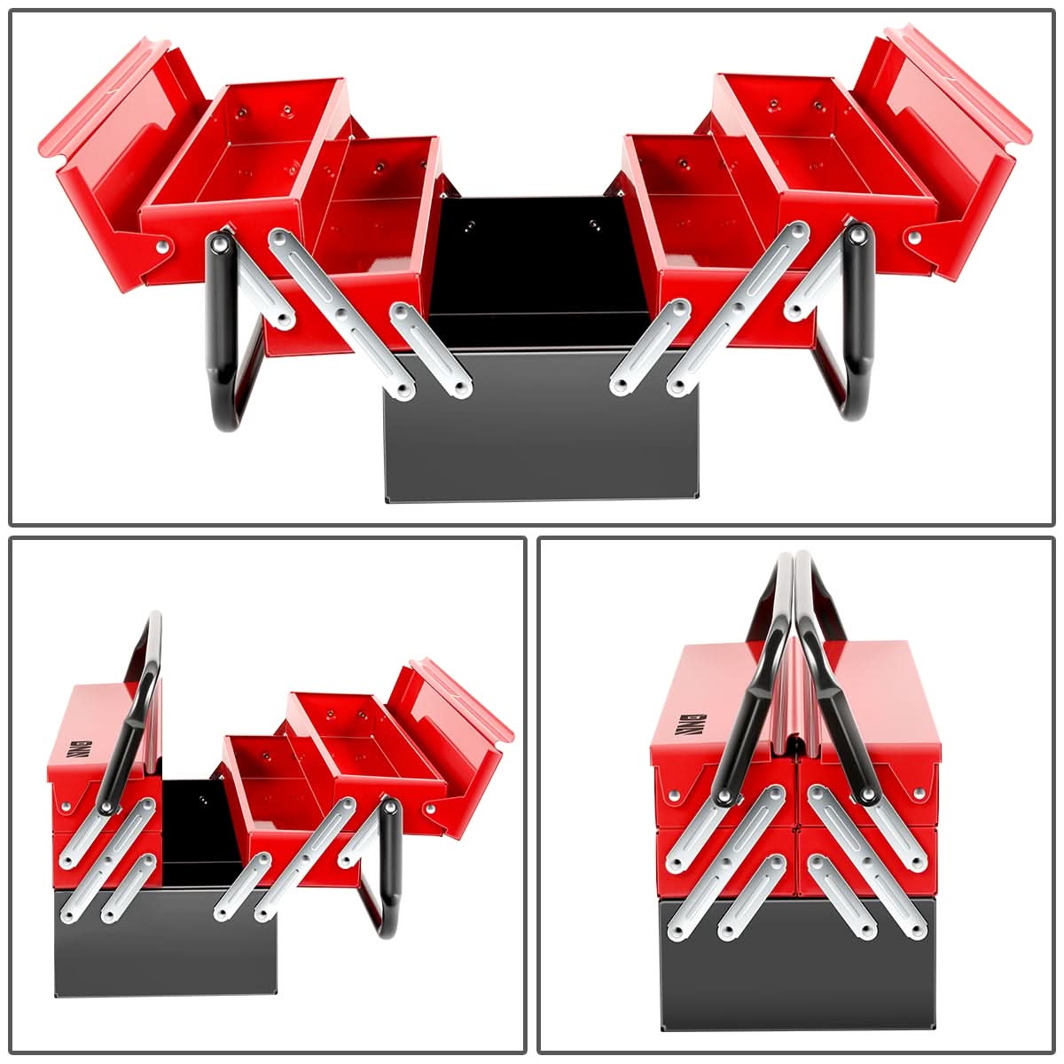 21 Inch 3 Level Folding Tool Box with 5 Organizer Drawers