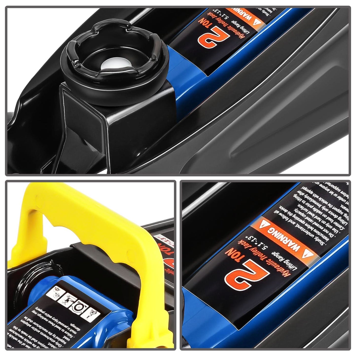 Heavy Duty 2 Ton Hydraulic Floor Jack Set - 3 Piece Kit Blue