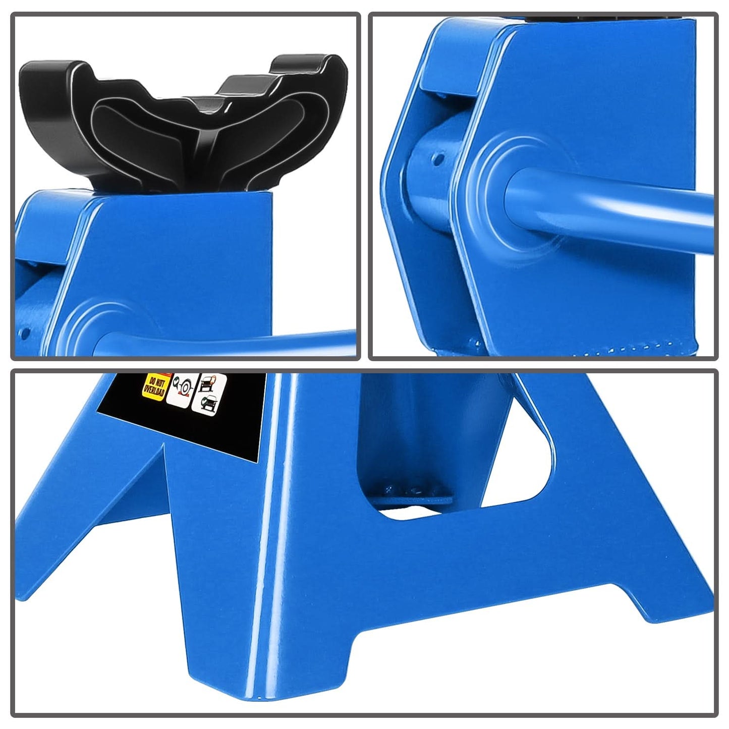 Heavy Duty 2 Ton Hydraulic Floor Jack Set - 3 Piece Kit Blue