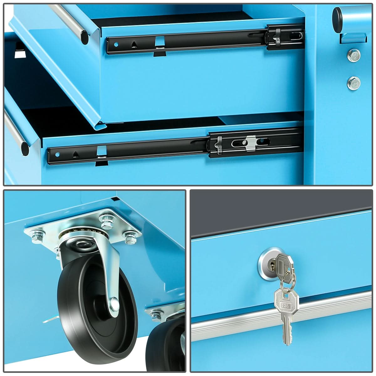 5 Drawer Rolling Tool Cabinet with Plastic Construction