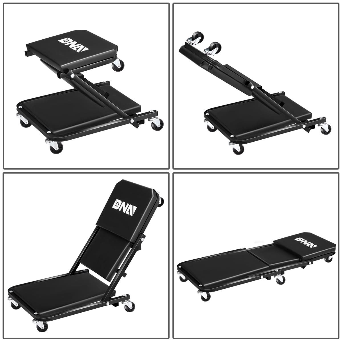 2 in 1 Car Creeper and Seat - 36 Inch Black