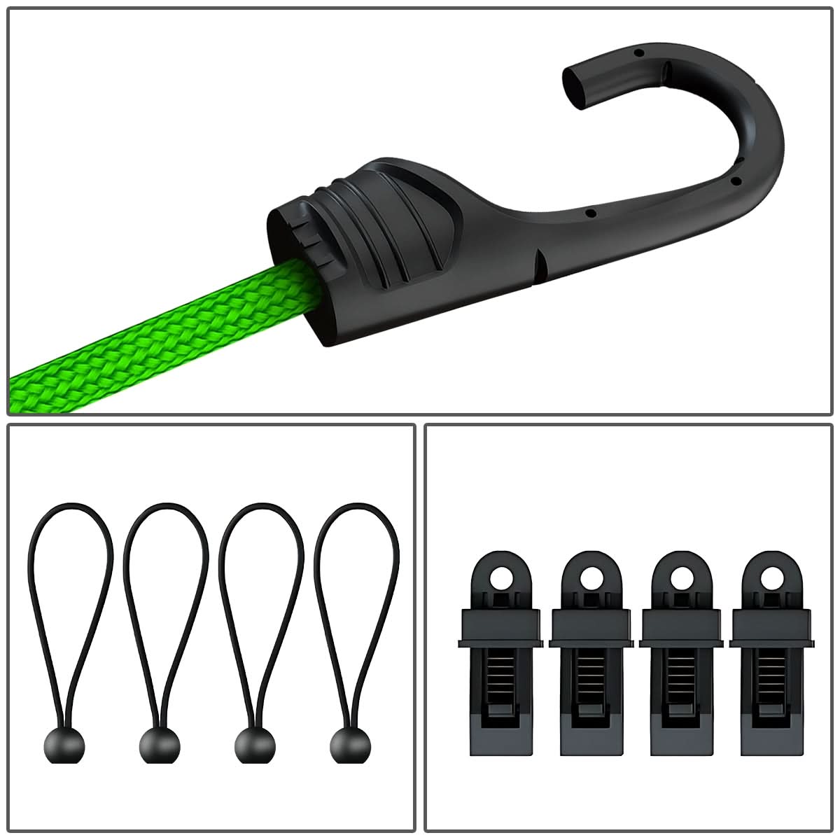 Bungee Cords Assorted Set with Zipper Storage Bag